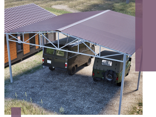 Двускатные навесы под ключ в Серове — изготовление и монтаж